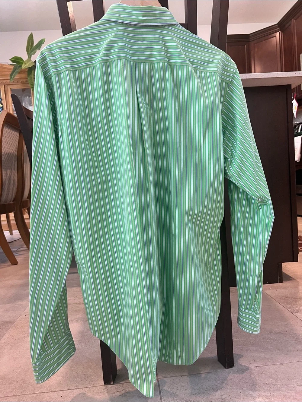 Ralph Lauren Classic Fit Striped Shirt Green Blue Stripe Medium Men's Button Up